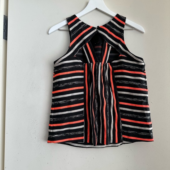Anthro HD in Paris Black Orange Striped Tank Top - Picture 4 of 7